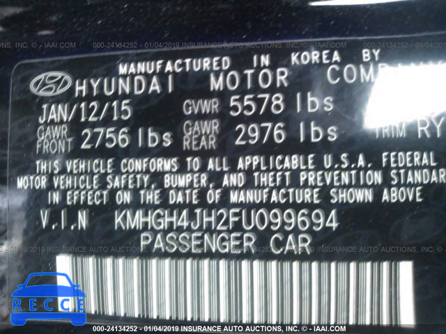 2015 HYUNDAI EQUUS SIGNATURE/ULTIMATE KMHGH4JH2FU099694 image 8