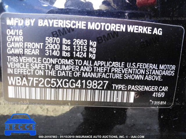 2016 BMW 750 XI WBA7F2C5XGG419827 зображення 8