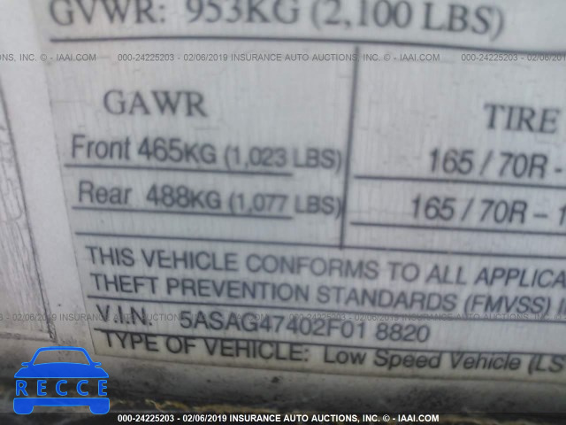 2002 GLOBAL ELECTRIC MOTORS 825 5ASAG47402F018820 image 8