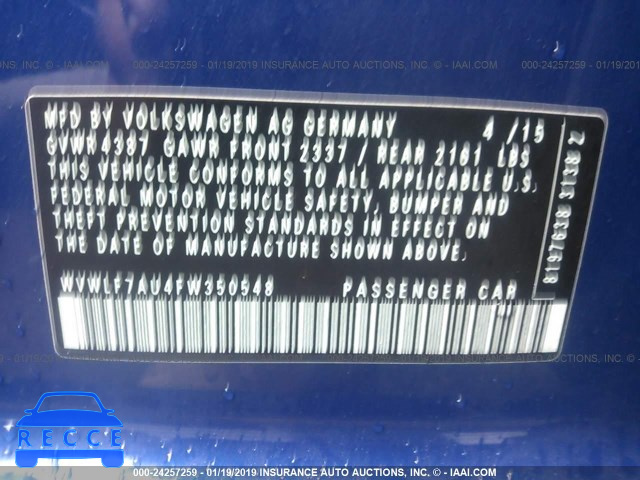 2015 VOLKSWAGEN GOLF R WVWLF7AU4FW350548 image 8