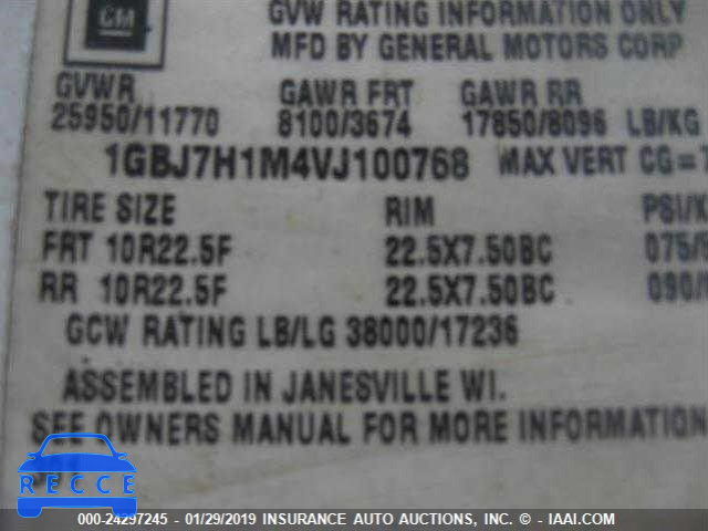 1997 CHEVROLET C-SERIES C7H042 1GBJ7H1M4VJ100768 image 7