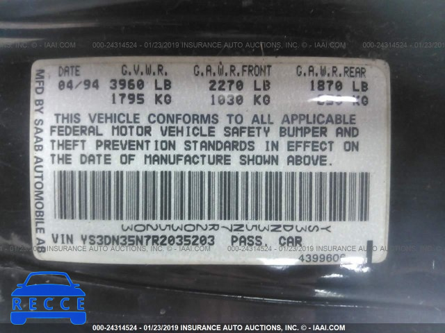 1994 SAAB 900 SE TURBO YS3DN35N7R2035203 image 8