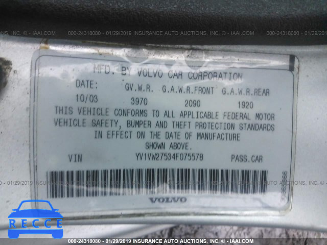 2004 VOLVO V40 1.9T YV1VW27534F075578 image 8