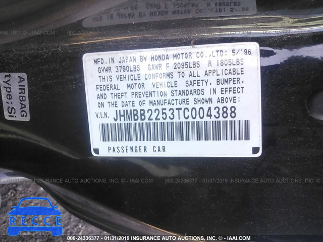 1996 HONDA PRELUDE SI/SR JHMBB2253TC004388 Bild 8