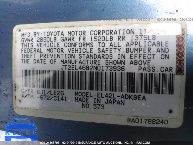1992 TOYOTA TERCEL STD JT2EL46B2N0173936 image 8