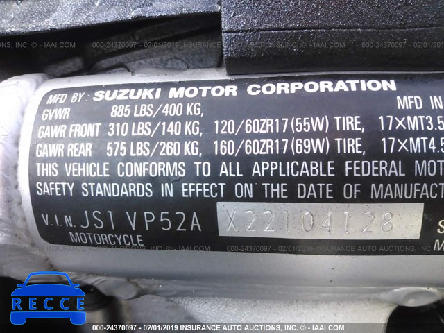 2002 SUZUKI SV650 S JS1VP52AX22104128 image 9