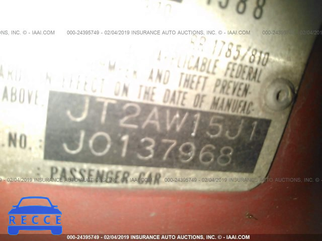 1988 TOYOTA MR2 T-BAR JT2AW15J1J0137968 image 8