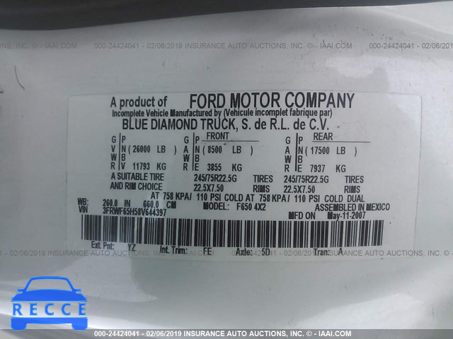 2008 FORD F650 SUPER DUTY 3FRWF65H58V644397 image 8