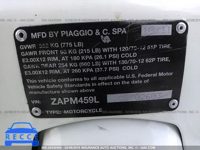 2012 VESPA GTS 300 SUPER ZAPM459L2C5702603 image 9