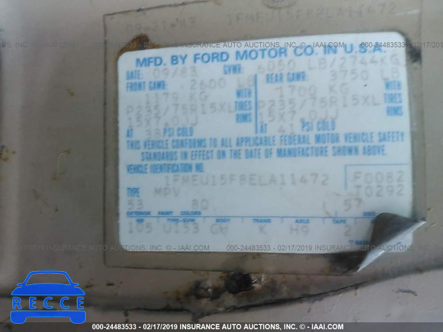 1984 FORD BRONCO U100 1FMEU15F8ELA11472 image 8