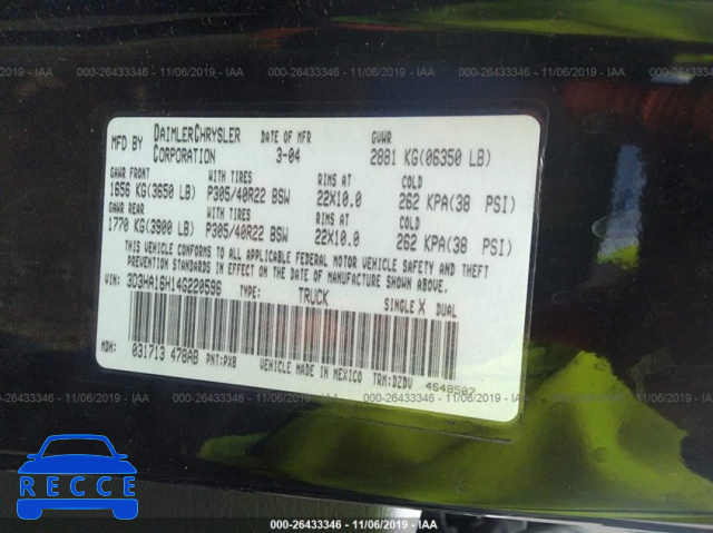 2004 DODGE RAM SRT10 3D3HA16H14G220596 image 8