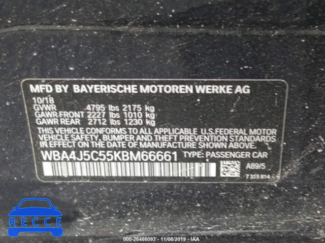 2019 BMW 440I GRAN COUPE WBA4J5C55KBM66661 image 7
