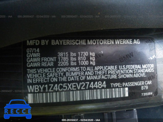 2014 BMW I3 REX WBY1Z4C5XEV274484 зображення 8