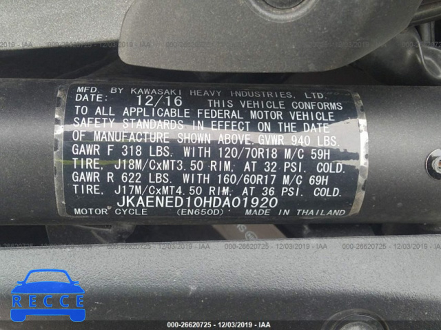 2017 KAWASAKI EN650 D JKAENED10HDA01920 image 9