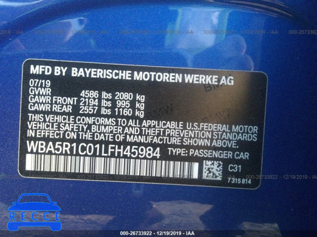 2020 BMW 330I WBA5R1C01LFH45984 image 8