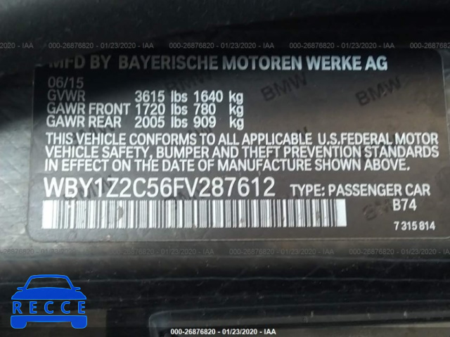 2015 BMW I3 BEV WBY1Z2C56FV287612 зображення 7