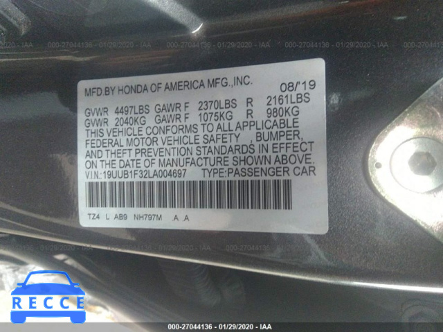 2020 ACURA TLX 19UUB1F32LA004697 image 8