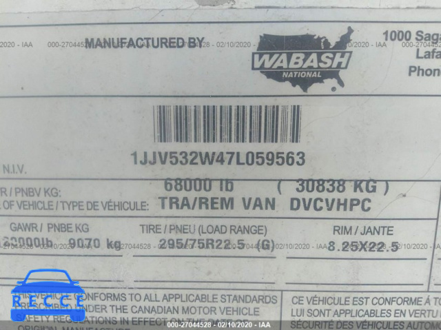 2007 WABASH NATIONAL CORP VAN 1JJV532W47L059563 image 8