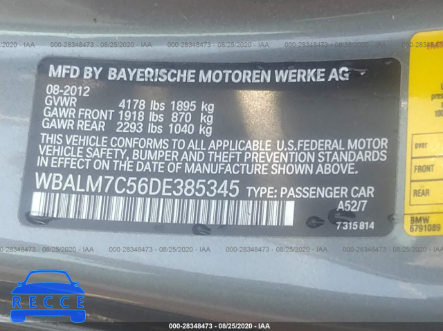 2013 BMW Z4 SDRIVE35I WBALM7C56DE385345 зображення 8