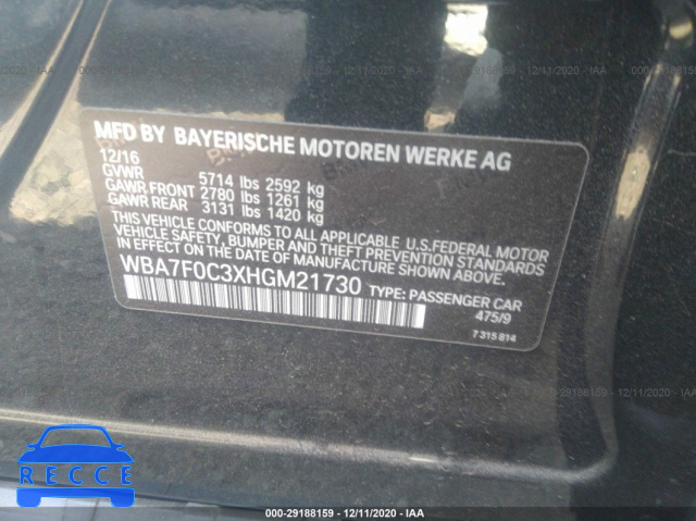 2017 BMW 7 SERIES 750I WBA7F0C3XHGM21730 зображення 8