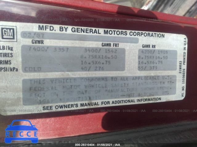1987 CHEVROLET G30  1GAFG35K2H7137910 image 8
