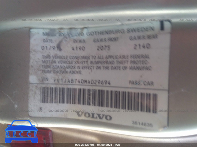 1991 VOLVO 940  YV1JA8740MA029694 image 8