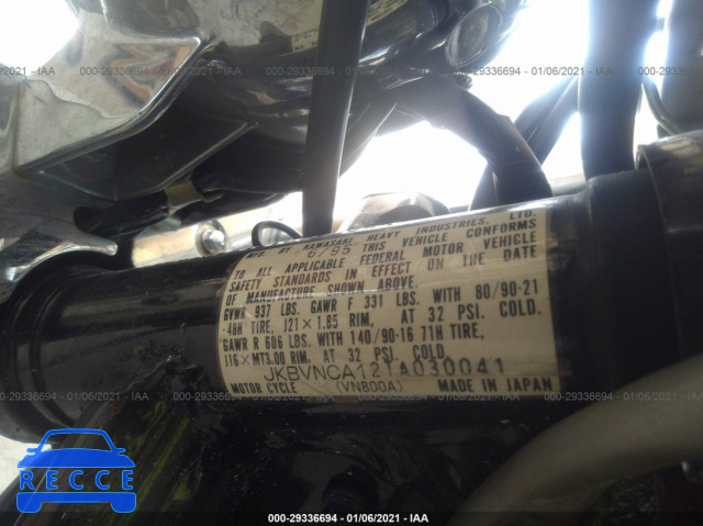 2001 KAWASAKI VN800  JKBVNCA121A030041 зображення 9