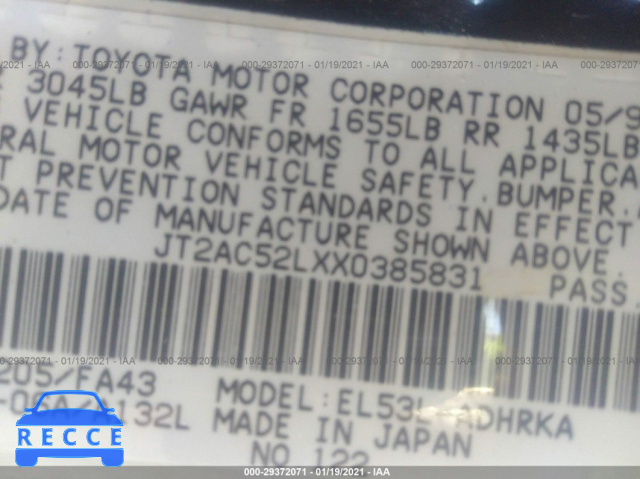 1999 TOYOTA TERCEL  JT2AC52LXX0385831 image 8