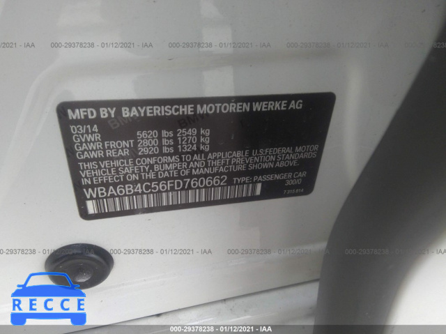 2015 BMW 6 SERIES 650I XDRIVE WBA6B4C56FD760662 зображення 8