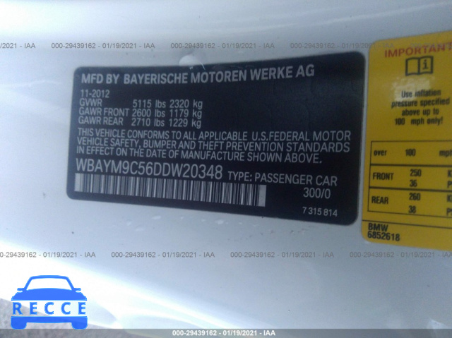 2013 BMW 6 SERIES 650I WBAYM9C56DDW20348 зображення 8