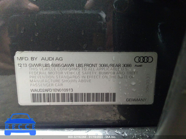 2014 AUDI S8  WAUD2AFD1EN010913 image 8