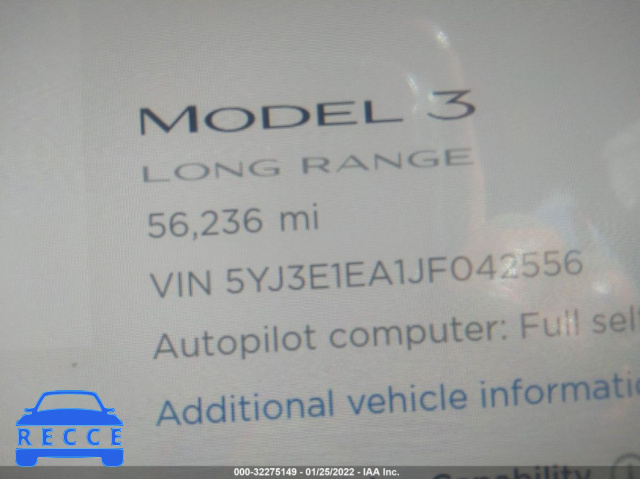 2018 TESLA MODEL 3 RANGE BATTERY 5YJ3E1EA1JF042556 image 6