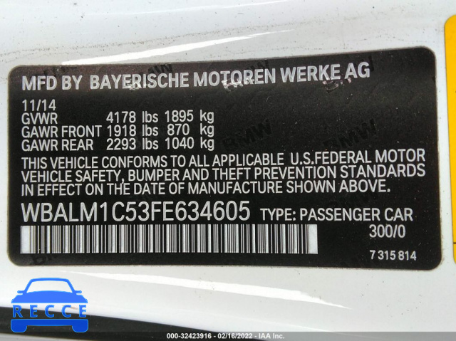 2015 BMW Z4 SDRIVE35IS WBALM1C53FE634605 зображення 8