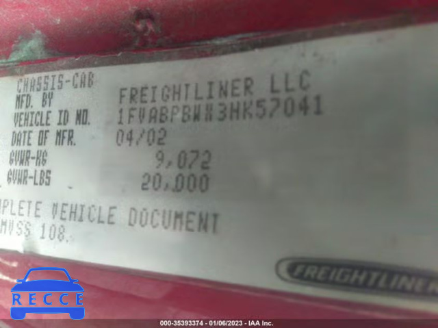 2003 FREIGHTLINER MEDIUM CONVENTIONAL FL60 1FVABPBWX3HK57041 image 8