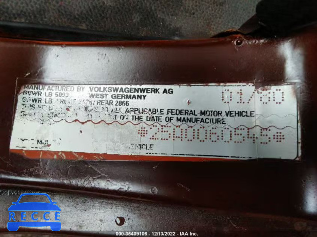1980 VOLKSWAGEN VANAGON 25A0060545 зображення 8