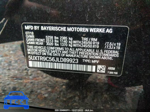 2018 BMW X3 XDRIVE30I 5UXTR9C56JLD89923 зображення 8