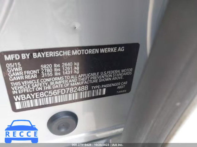 2015 BMW 750LI WBAYE8C56FD782488 зображення 8