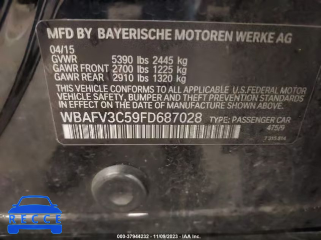 2015 BMW 535D XDRIVE WBAFV3C59FD687028 зображення 8