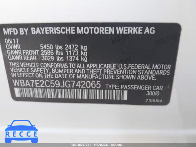 2018 BMW 740I WBA7E2C59JG742065 image 8