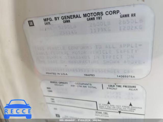 1984 OLDSMOBILE 98 REGENCY 1G3AG69Y3EM857523 Bild 8
