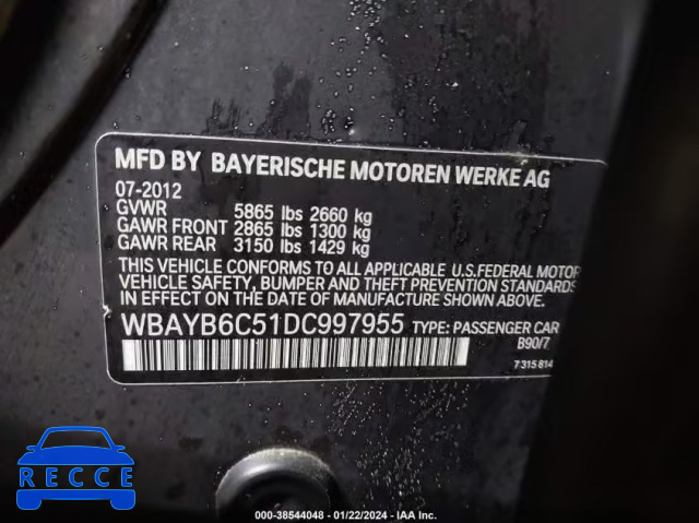 2013 BMW 750I XDRIVE WBAYB6C51DC997955 image 8