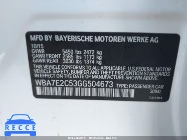 2016 BMW 740I WBA7E2C53GG504673 Bild 8