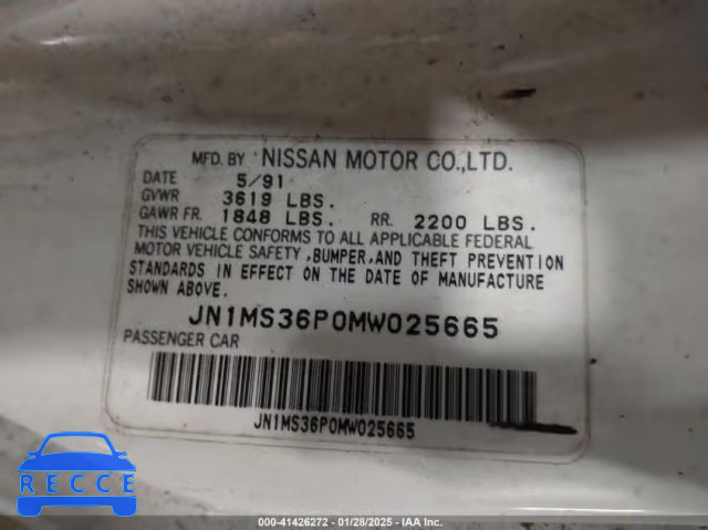 1991 NISSAN 240SX LE/SE JN1MS36P0MW025665 image 8