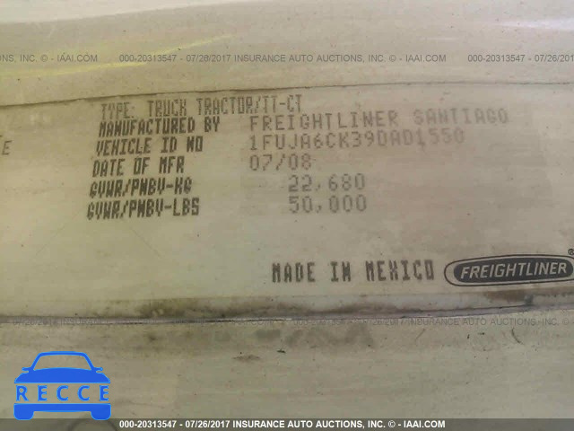 2009 FREIGHTLINER CONVENTIONAL COLUMBIA 1FUJA6CK39DAD1550 image 9