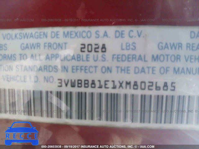 1999 VOLKSWAGEN CABRIO GLS 3VWBB81E1XM802685 image 8