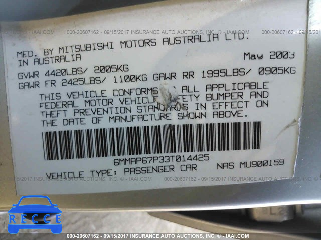 2003 MITSUBISHI DIAMANTE LS 6MMAP67P33T014425 image 8