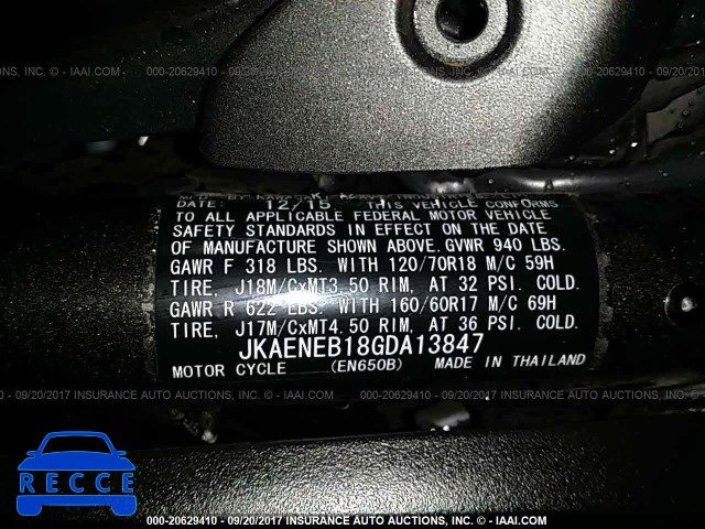 2016 KAWASAKI EN650 B JKAENEB18GDA13847 зображення 9