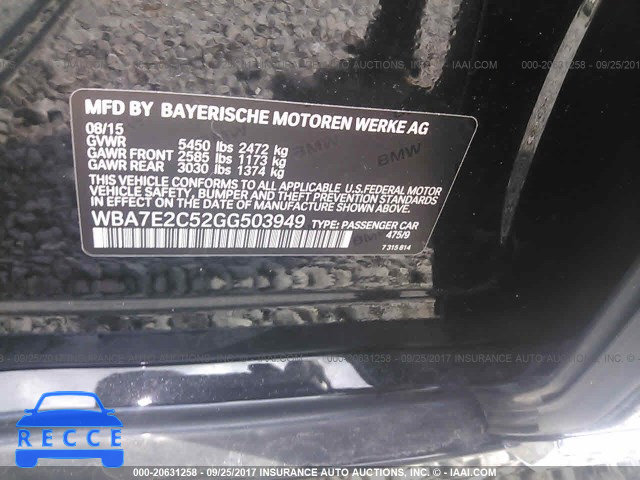 2016 BMW 740 I WBA7E2C52GG503949 зображення 8