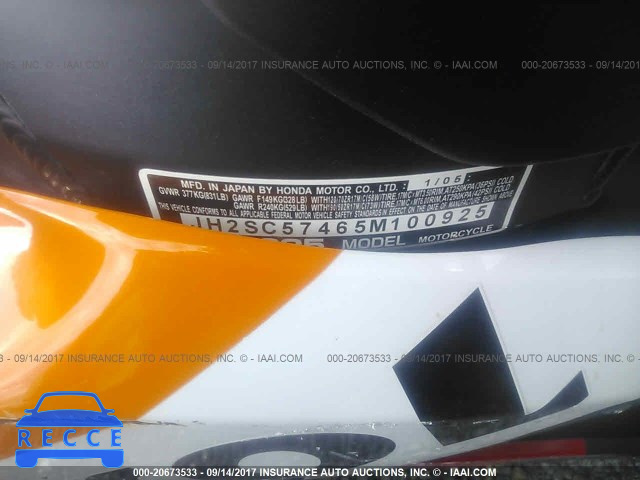 2005 HONDA CBR1000 RR JH2SC57465M100925 image 9