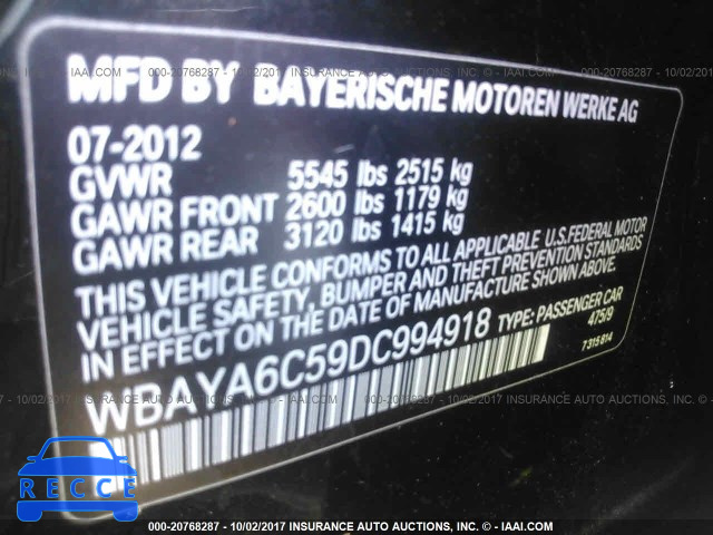 2013 BMW 740 I WBAYA6C59DC994918 image 8